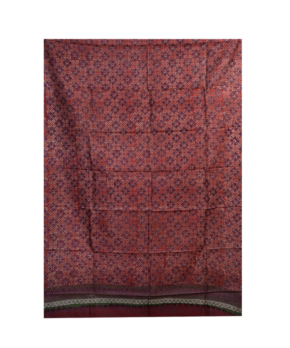 Red brown handwoven tussar silk kurta material
