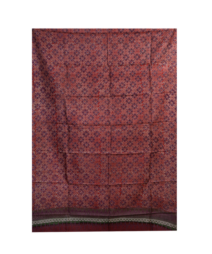 Red brown handwoven tussar silk kurta material