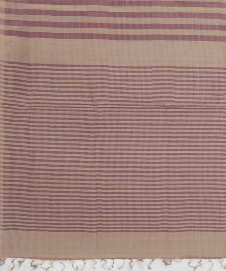Peach cream stripes handwoven cotton rajahmundry saree