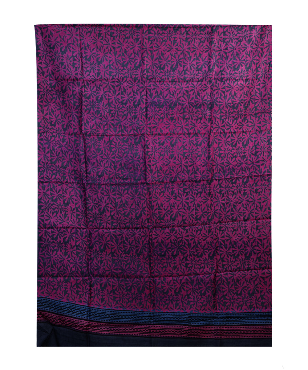 Pink blue handwoven tussar silk kurta material