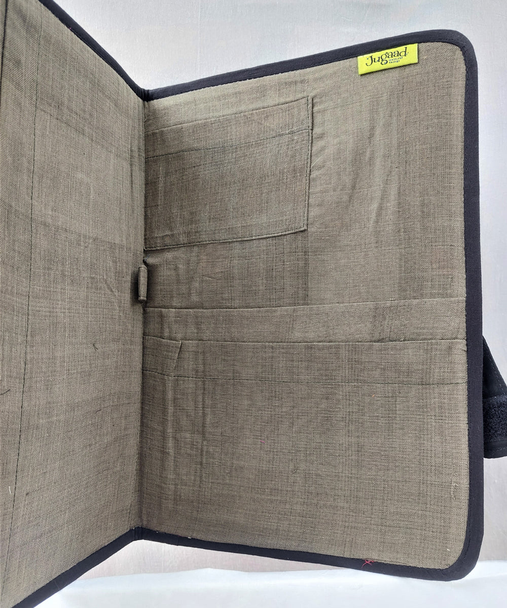 Black handcrafted cotton folder cover