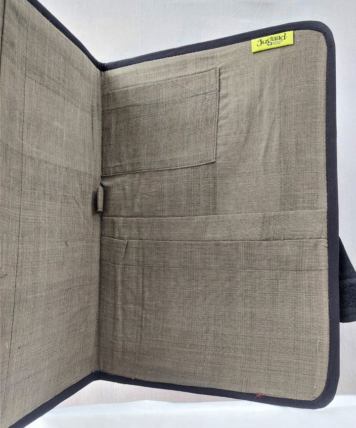 Black handcrafted cotton folder cover