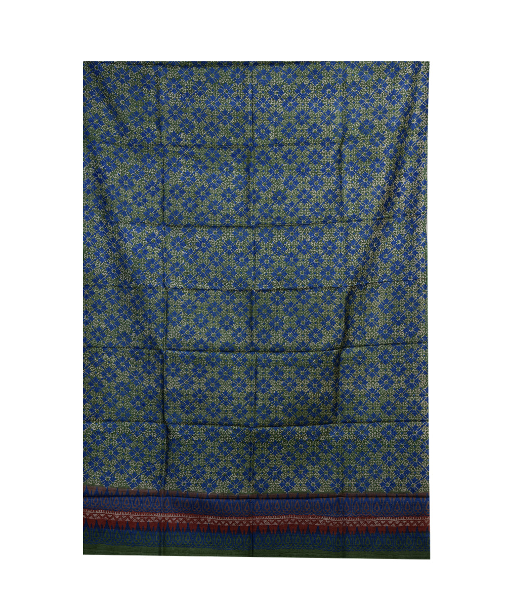 Light green blue handwoven tussar silk kurta material