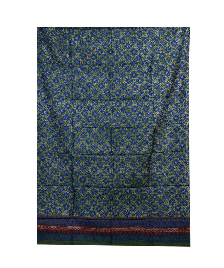 Light green blue handwoven tussar silk kurta material