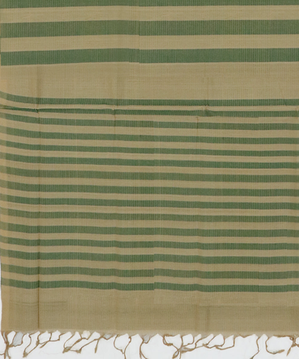 Light green cream stripes handwoven cotton rajahmundry saree