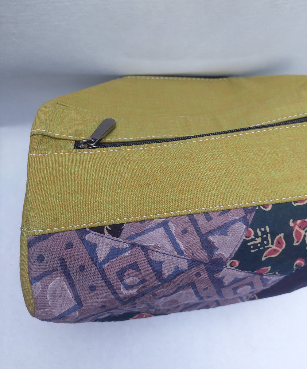 Green hand crafted cotton canvas pouch