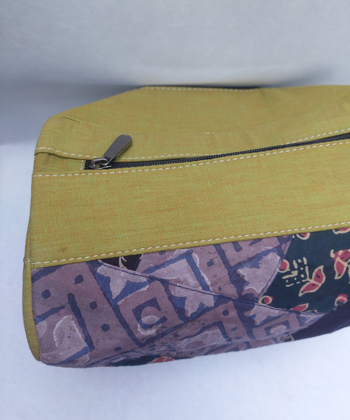 Green hand crafted cotton canvas pouch