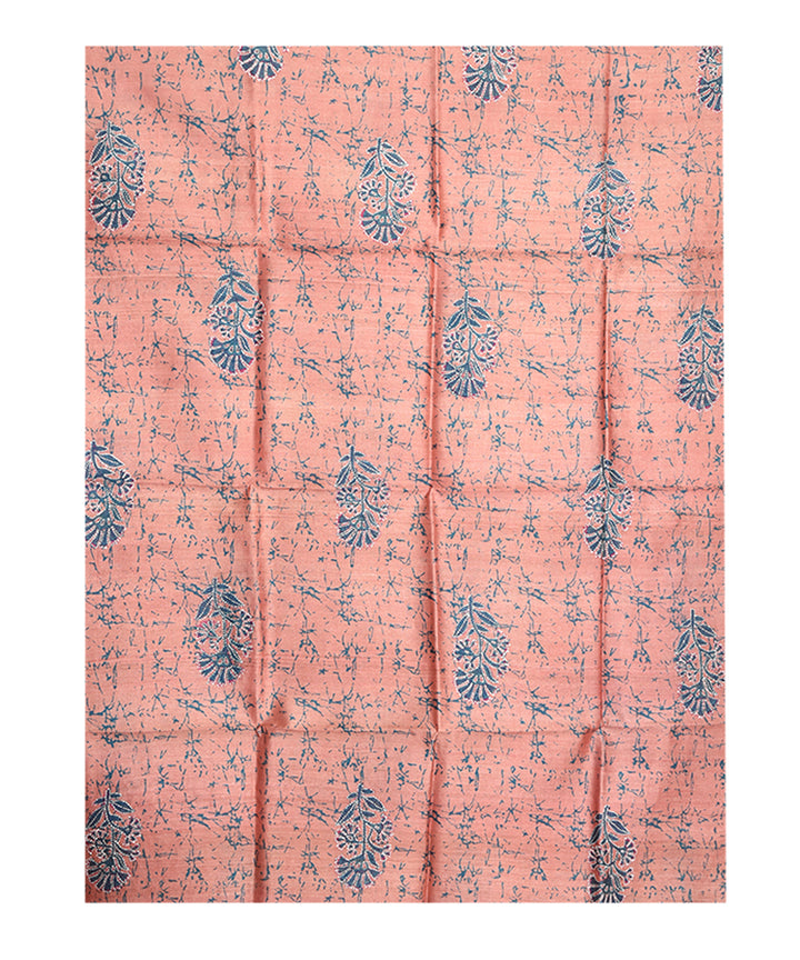 Peach handwoven tussar silk kurta material