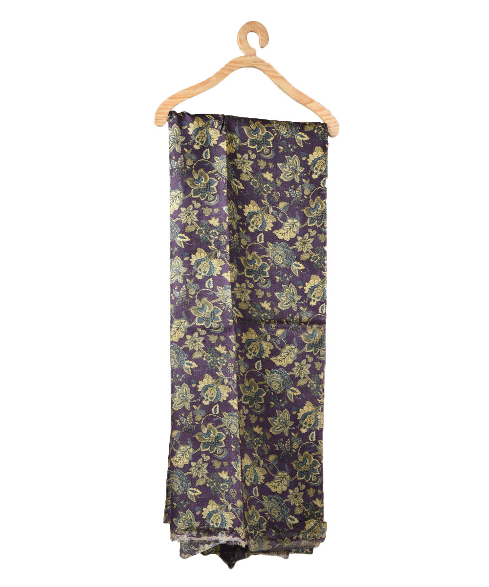3m Purple handwoven and printed tussar silk kurta material