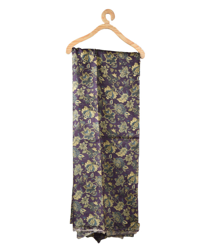 3m Purple handwoven and printed tussar silk kurta material