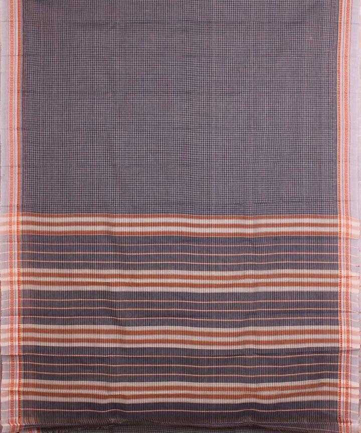 Grey white handwoven cotton narayanapet sari