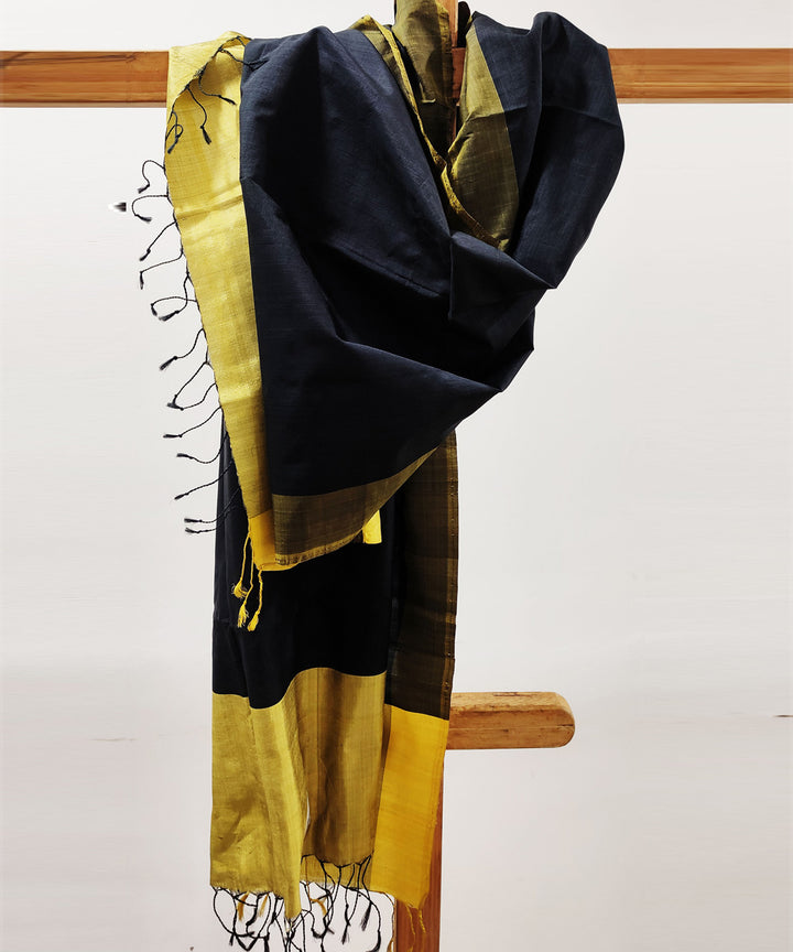 Black yellow handloom silk assam stole