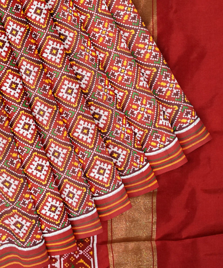 Red white silk handloom patola saree