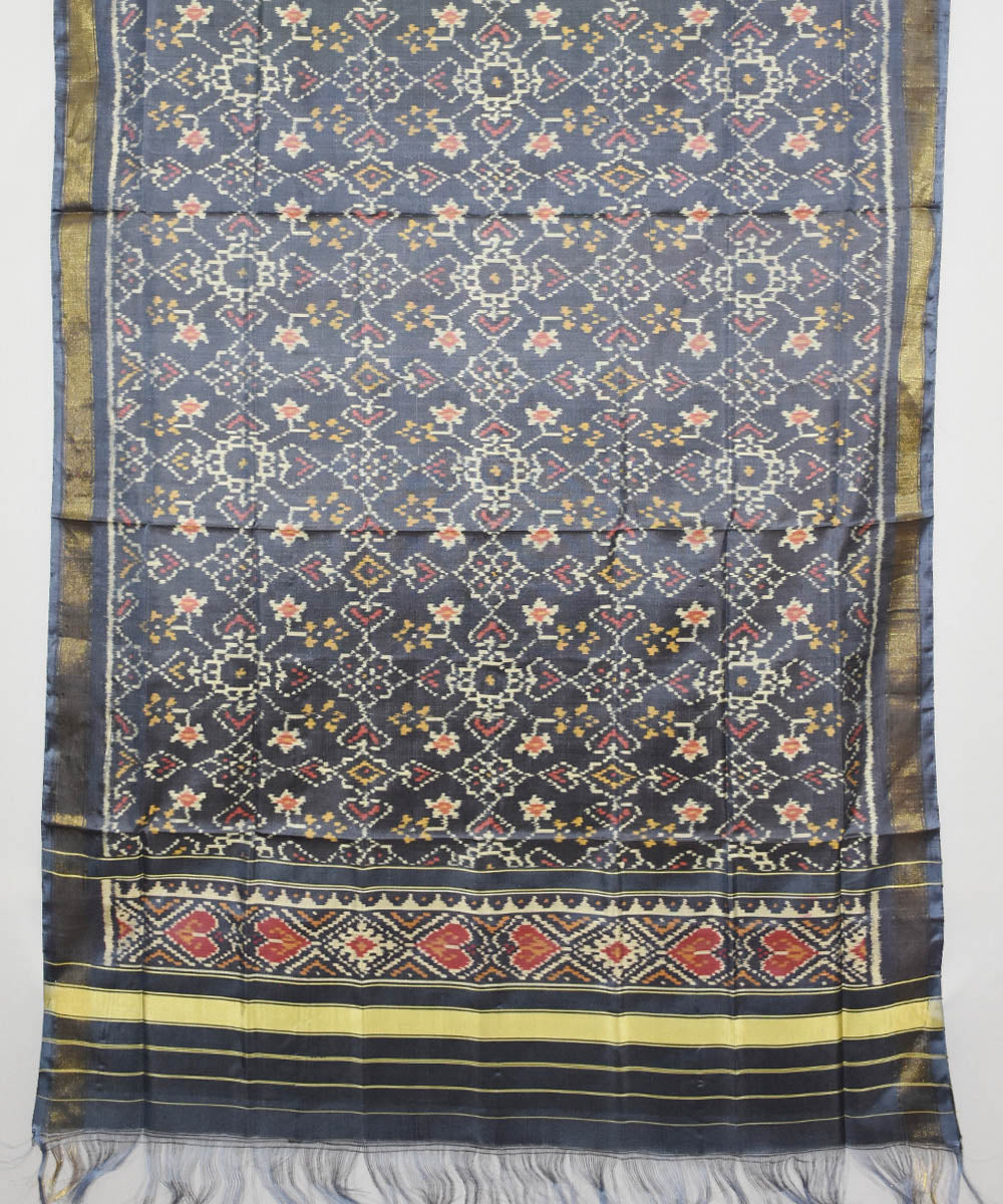 Grey handloom silk patola dupatta