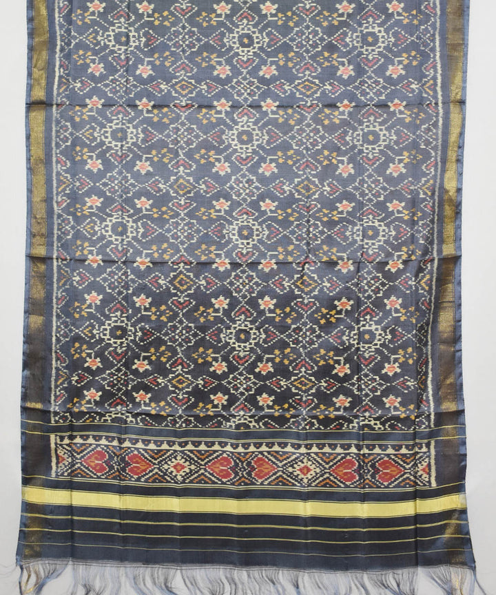 Grey handloom silk patola dupatta