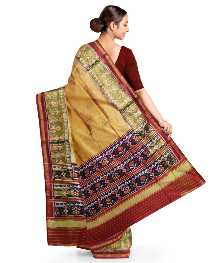 Yellow red silk handloom patola saree