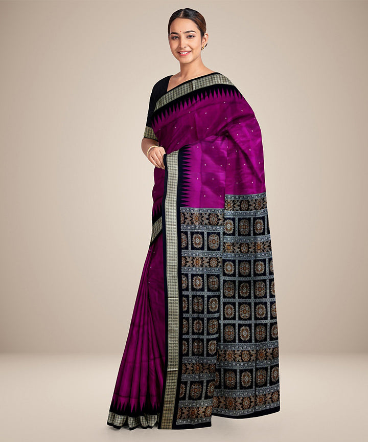 Purple black silk handwoven bomkai saree