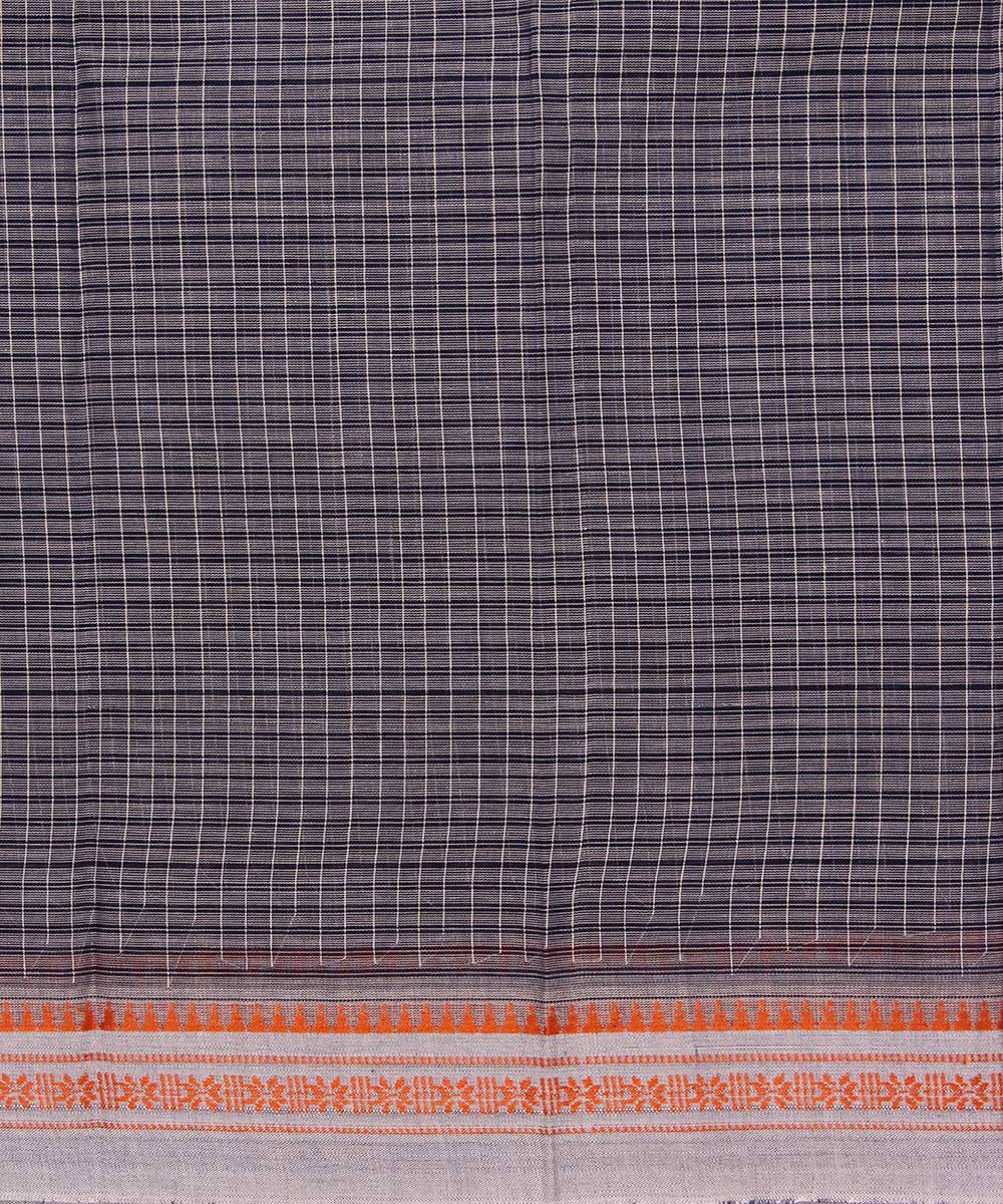 Grey white handwoven cotton narayanapet sari