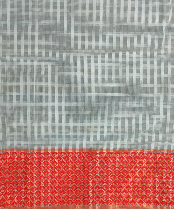 White orange silk handloom assam mekhela chador