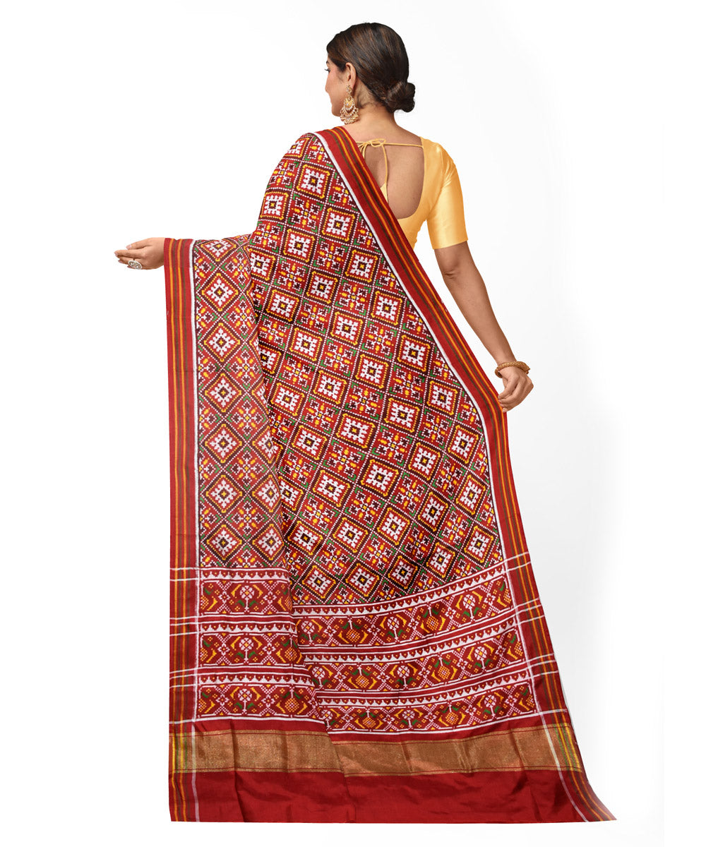 Red white silk handloom patola saree