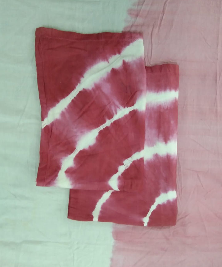 White pink handcrafted tie dye cotton double bedsheet