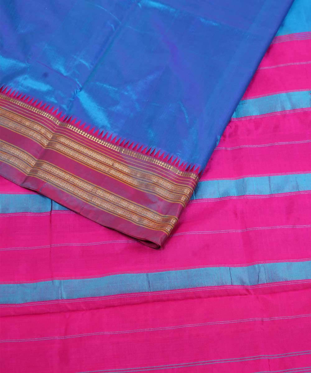 Sky blue handwoven silk narayanpet saree