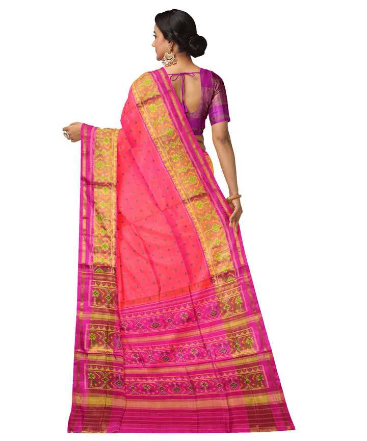 Peach silk handloom patola saree