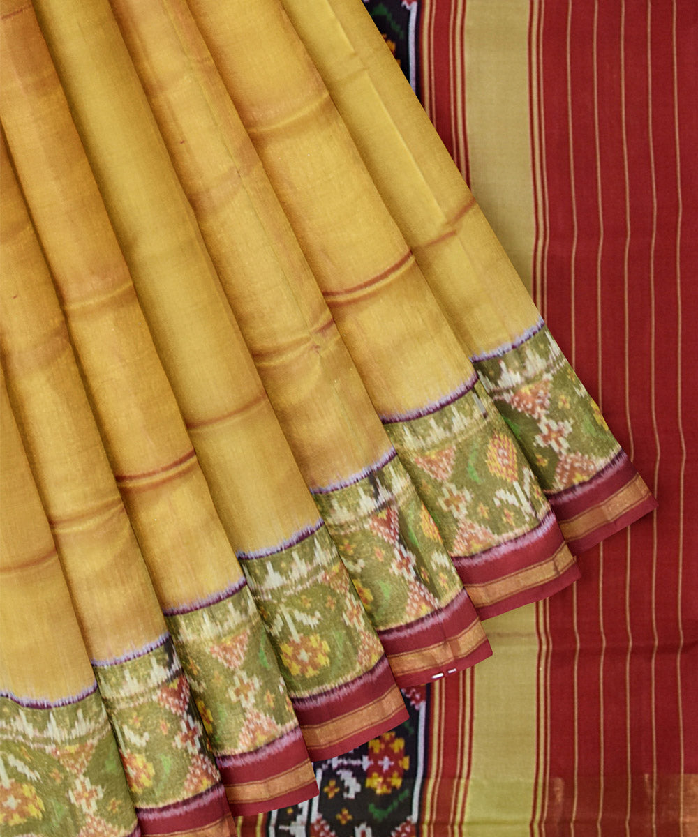 Yellow red silk handloom patola saree