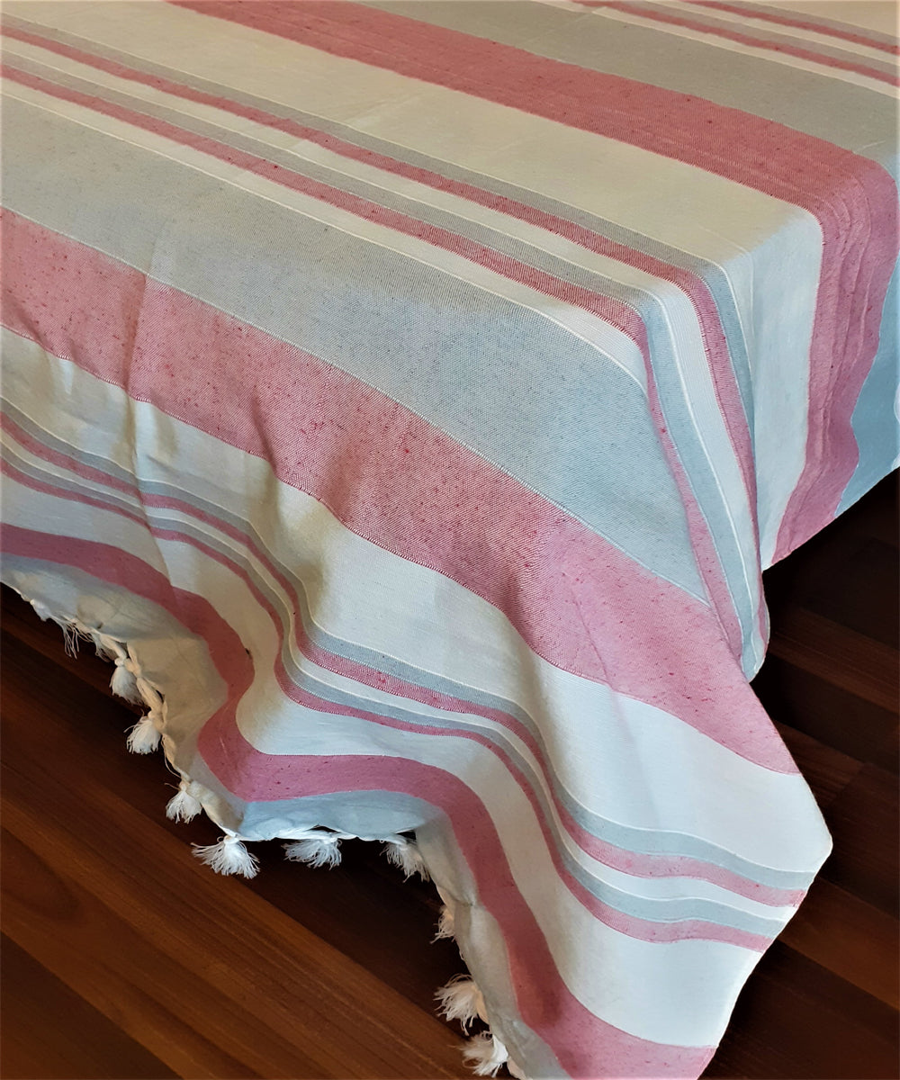 Multicolor handloom cotton stripe bedsheet