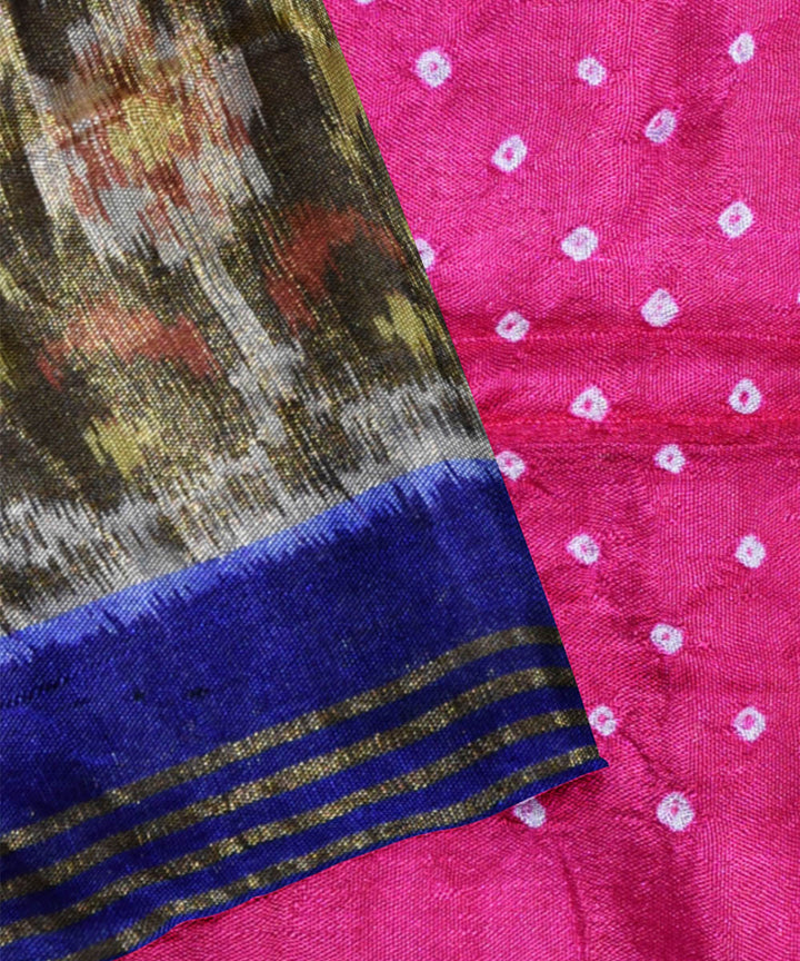 Pink handwoven bandhani patola silk saree