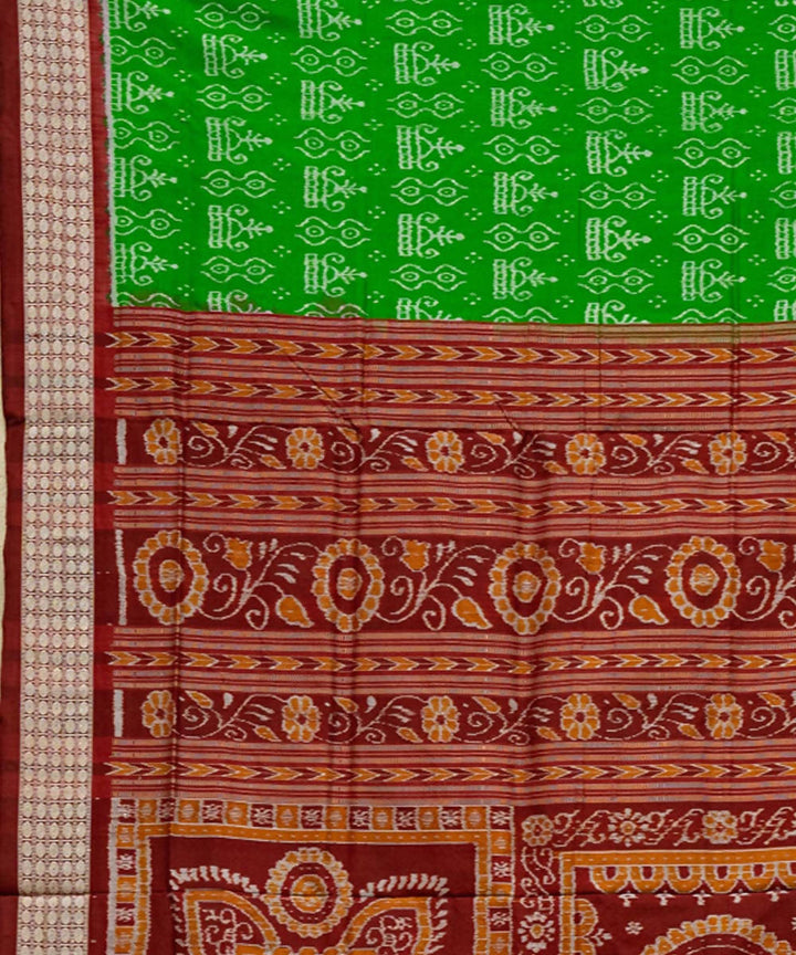 Dark green ikat silk handloom sambalpuri saree