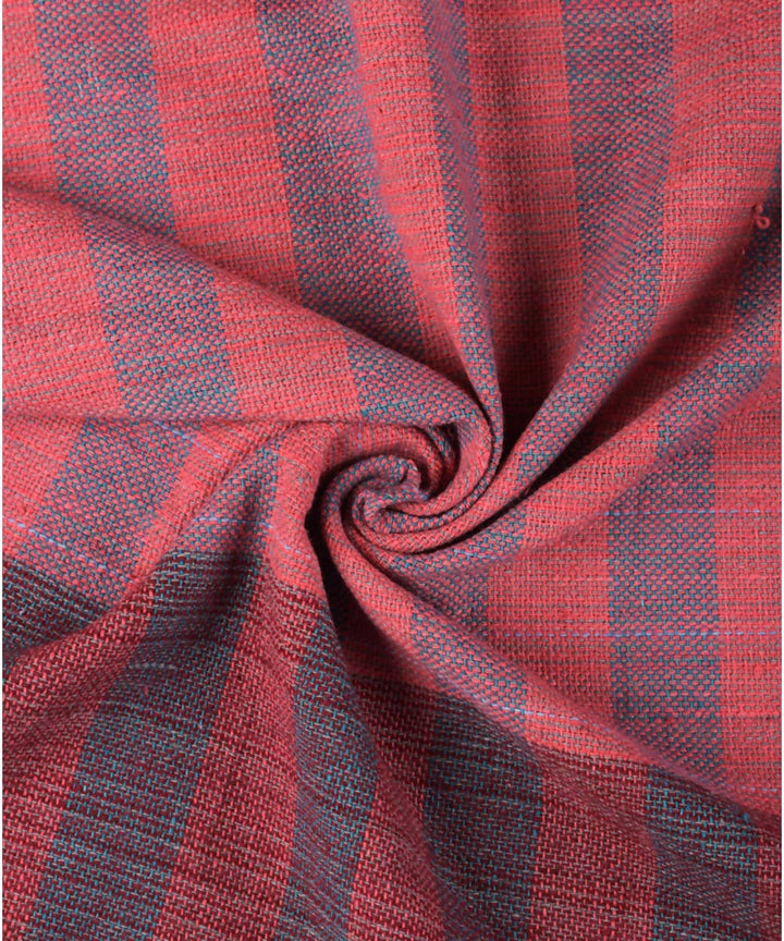 Red black handwoven cotton striped upholstery fabric