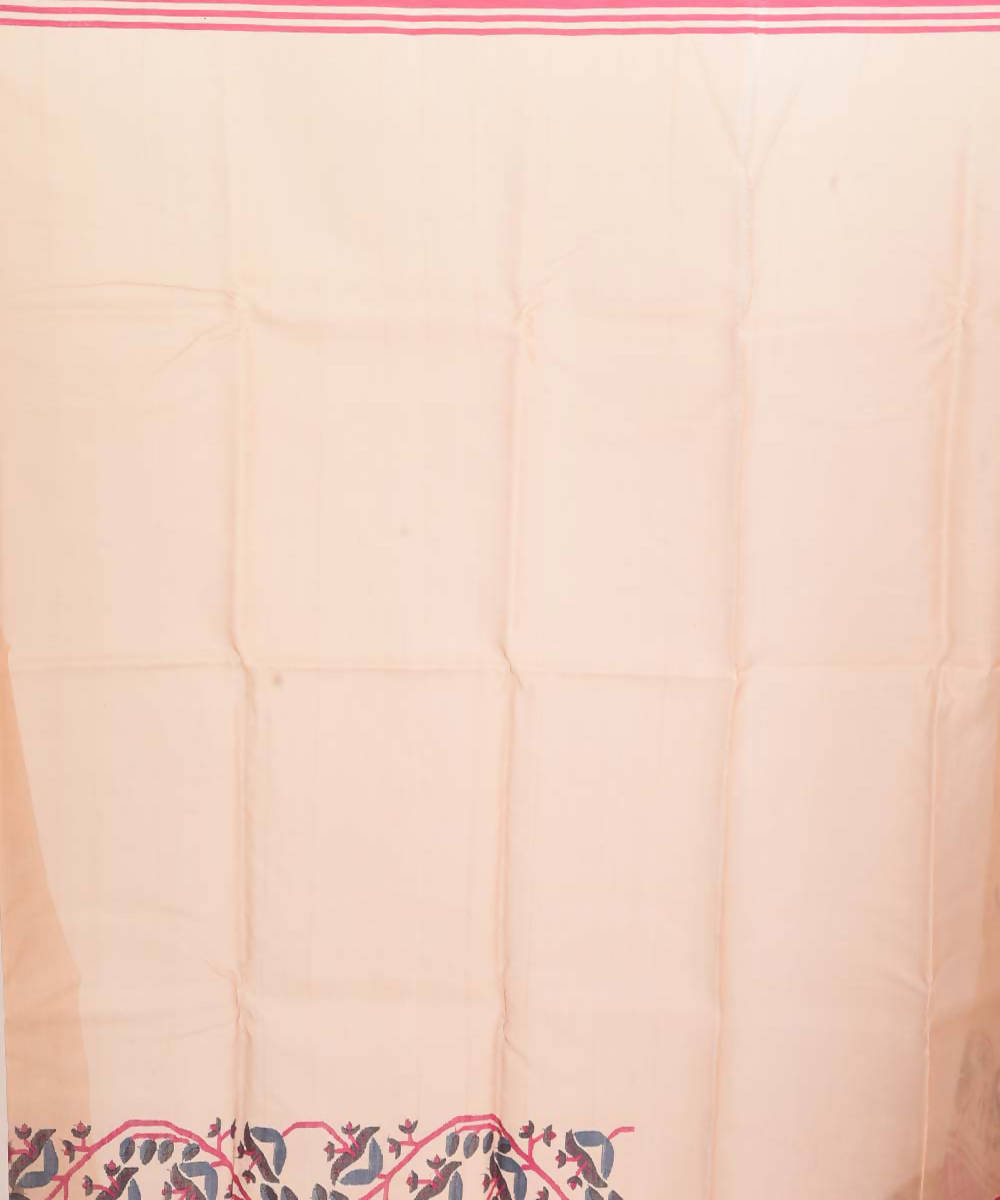 Resham shilpi cream bengal silk saree with handwoven jamdani work