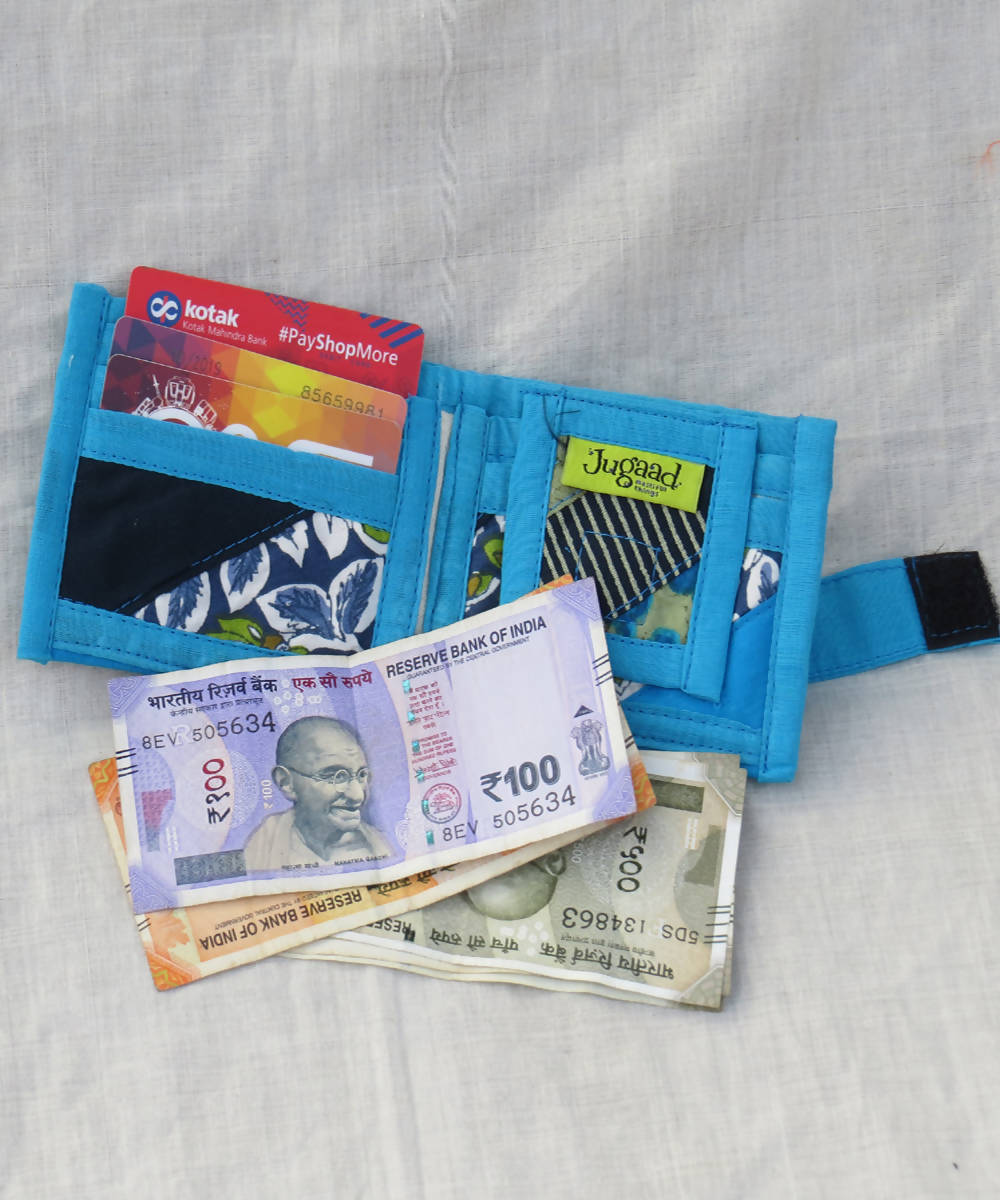Light blue handmade cotton wallet