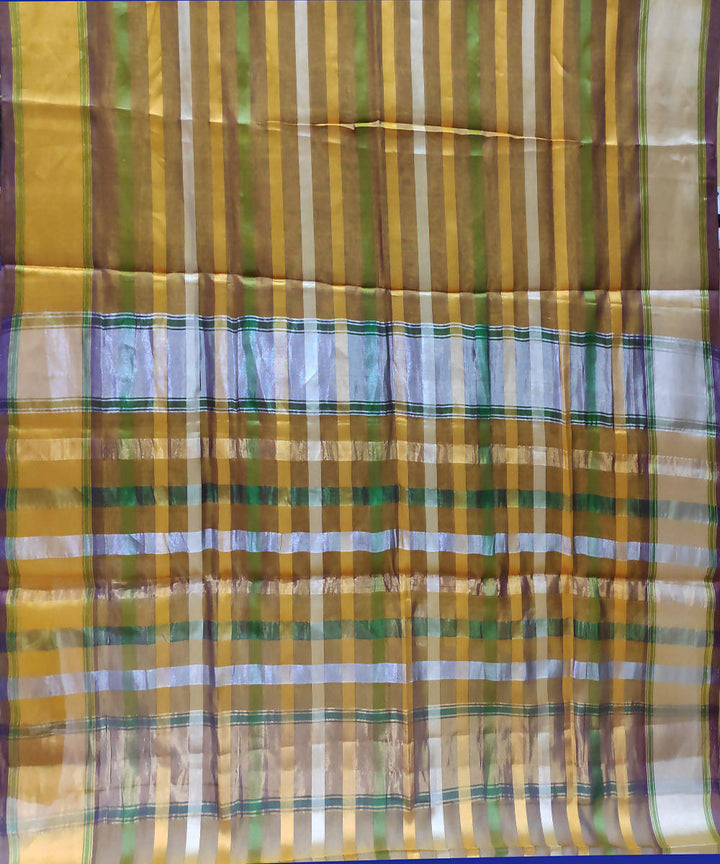 handwoven cotton silk moss green stripes venkatagiri saree