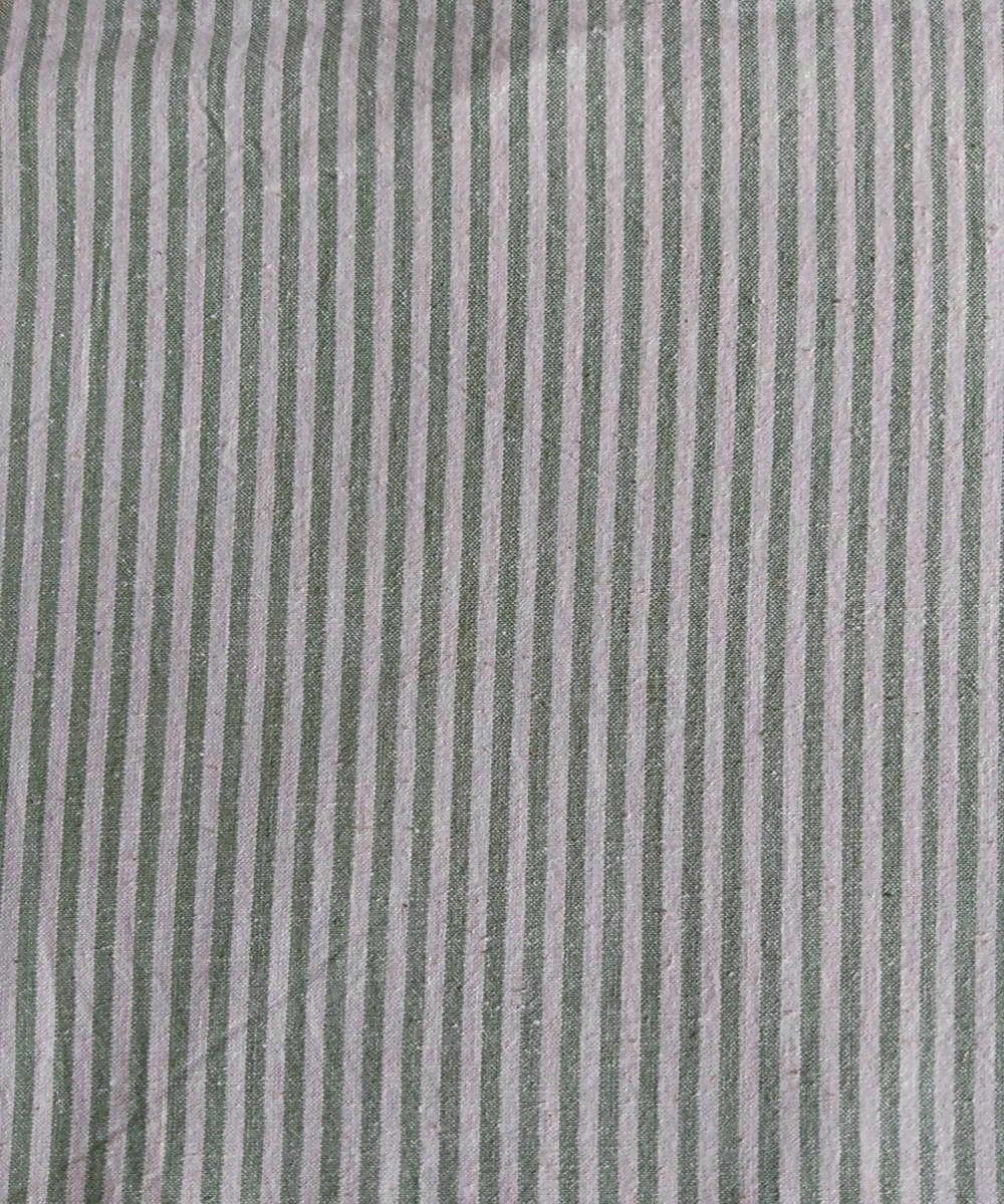 green white stripe handspun handwoven cotton kurta fabric (2.5m per qty)