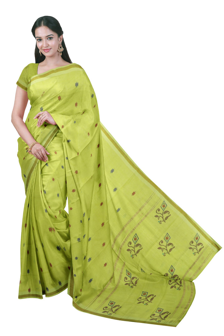 Lime green handloom cotton uppada saree