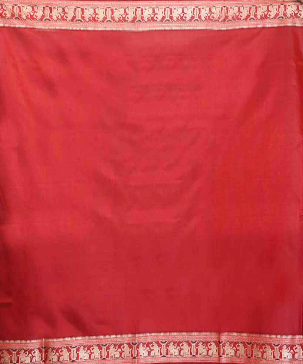 Red handwoven baluchari silk saree