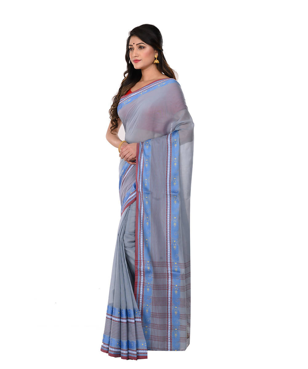 Blue Handloom Bengal Tangail Cotton Saree