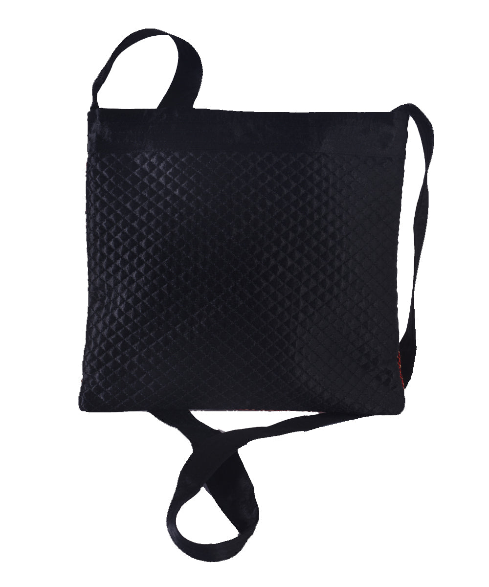 Black multi color kutchy hand embroidery mashroo cross body bag