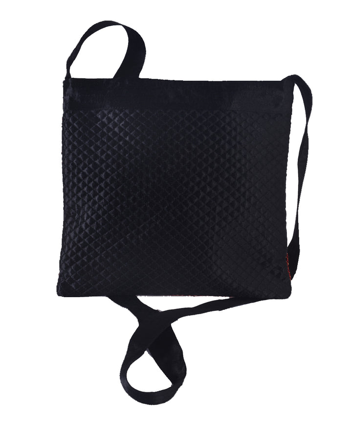 Black multi color kutchy hand embroidery mashroo cross body bag
