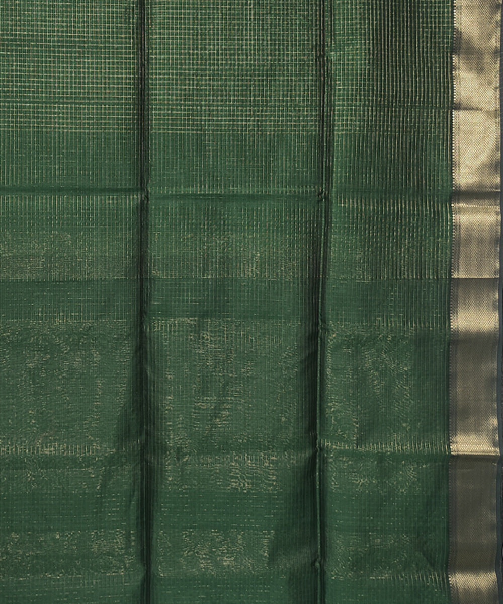 Dark green handwoven cotton silk maheshwari saree