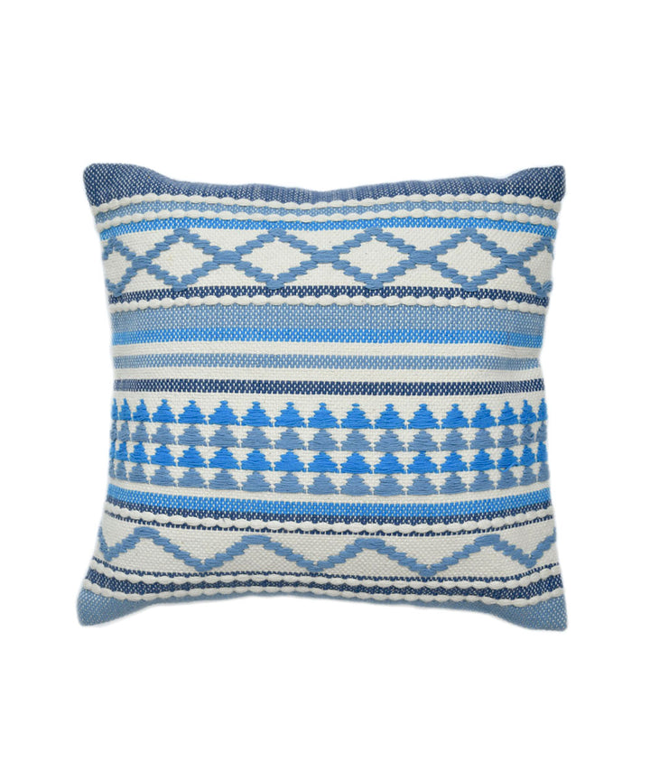 Sky blue white handloom cotton cushion cover