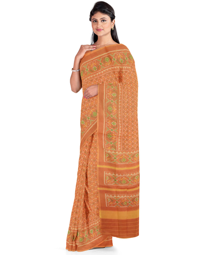 Orange hand woven cotton patola saree