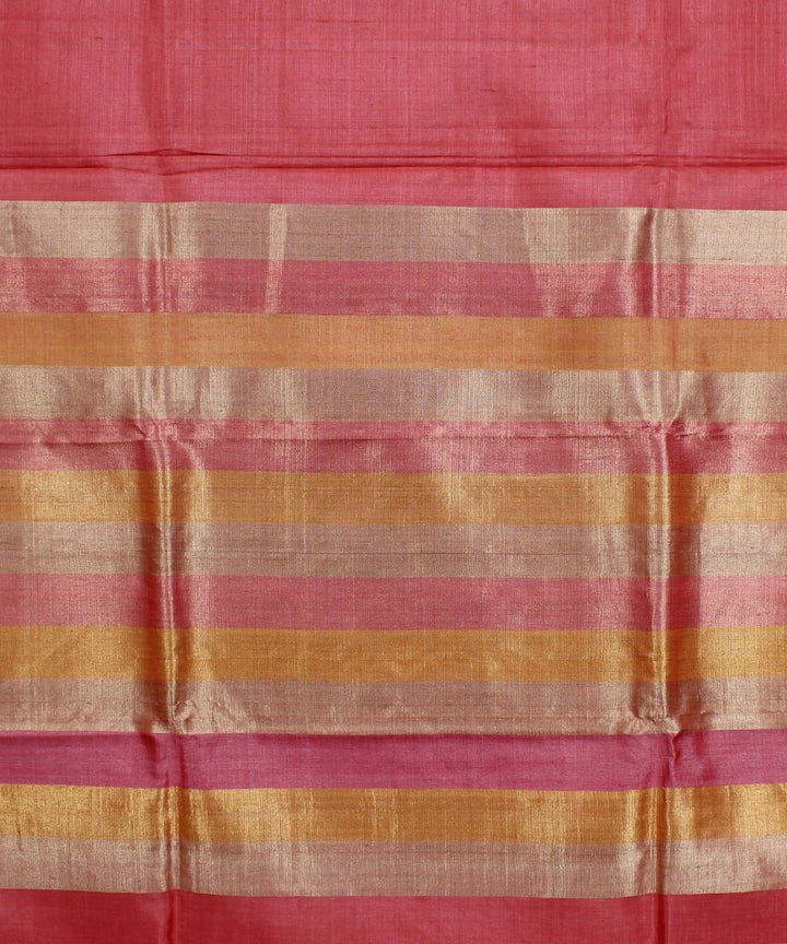 Peach multicolor handwoven kosa tussar silk saree