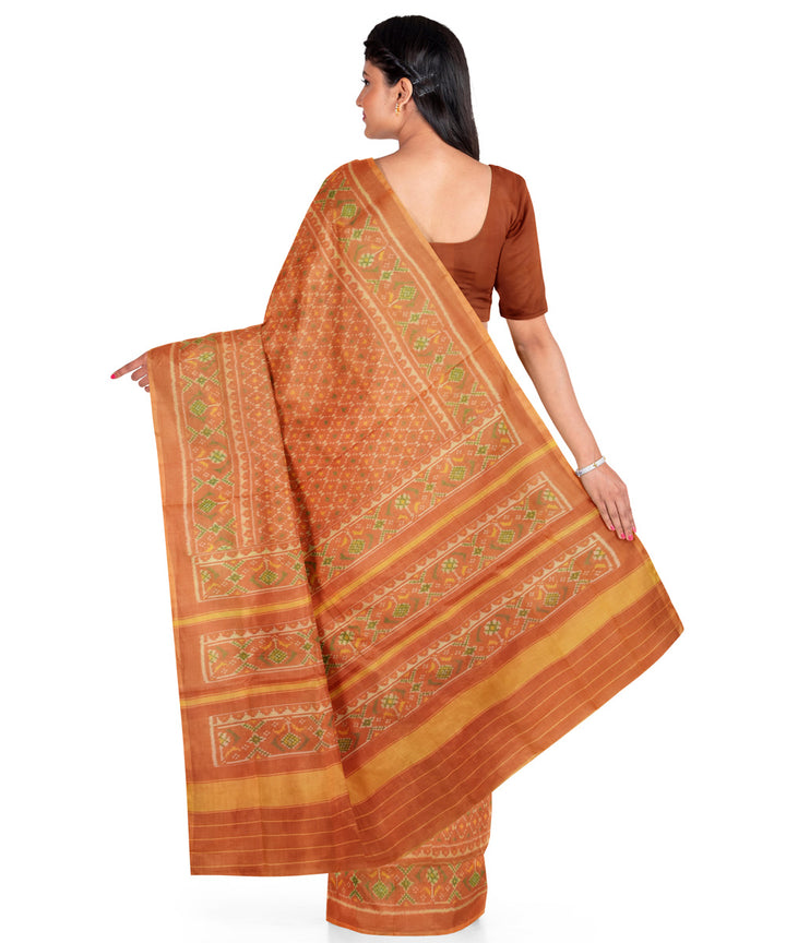 Orange hand woven cotton patola saree