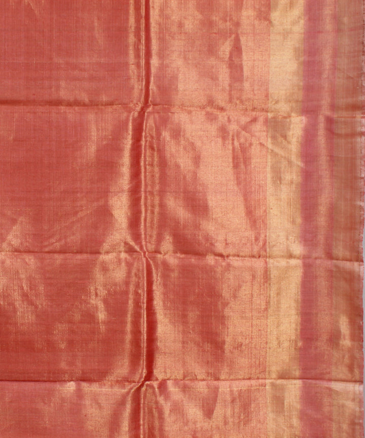 Peach multicolor handwoven kosa tussar silk saree