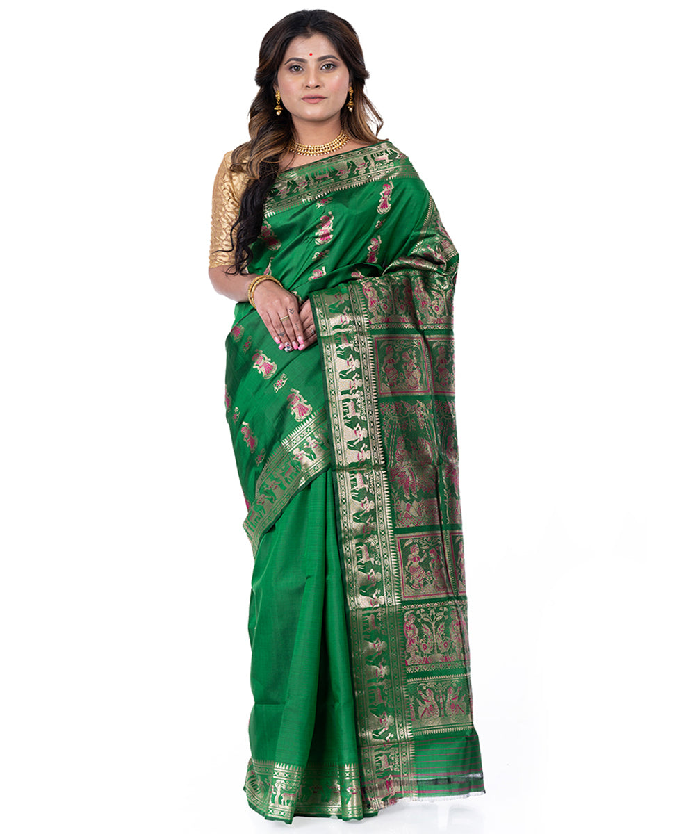 Dark green handloom baluchari silk saree