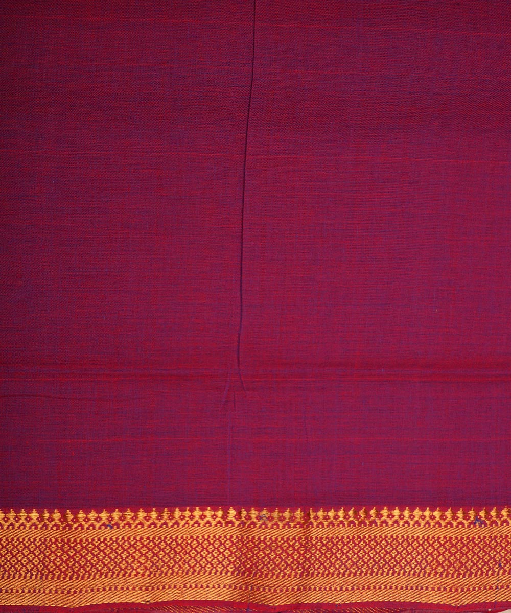 Wine pink gold border cotton handwoven mangalagiri saree