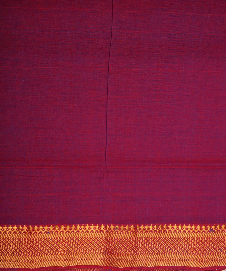 Wine pink gold border cotton handwoven mangalagiri saree